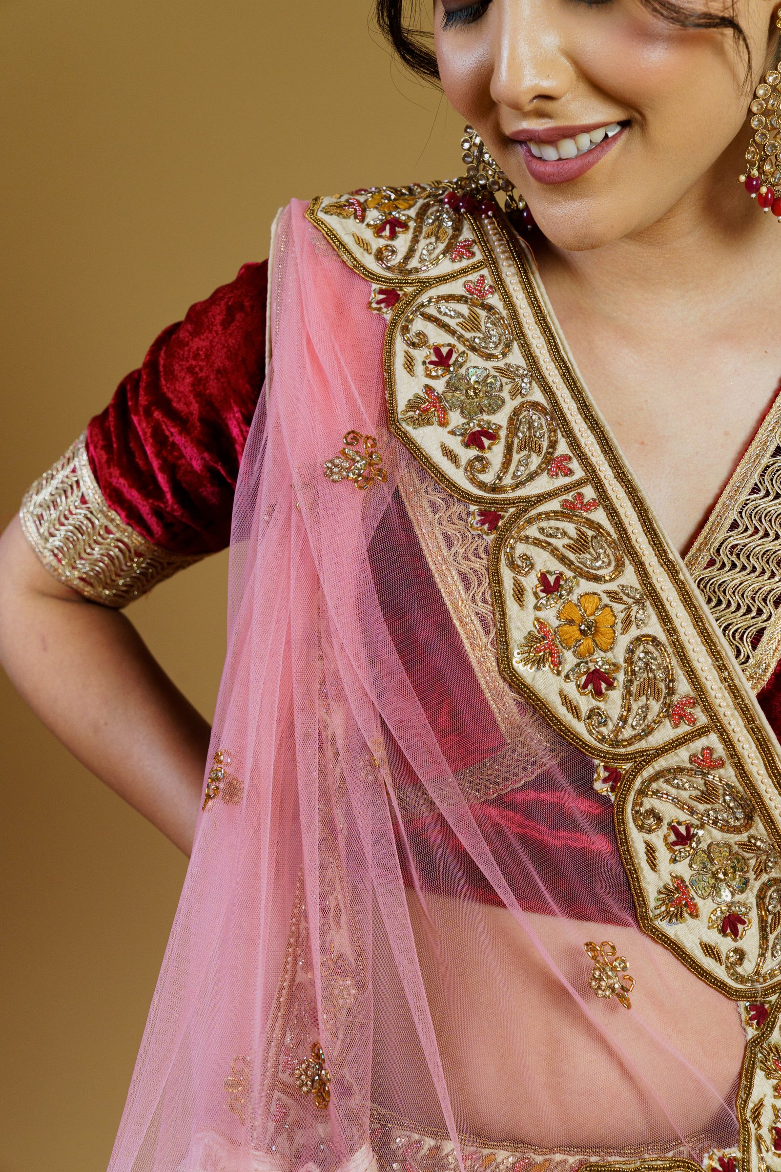 Peach Georgette Lehenga